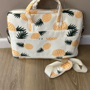 Amazon Pineapple Print Laptop Bag - Cream and Orange